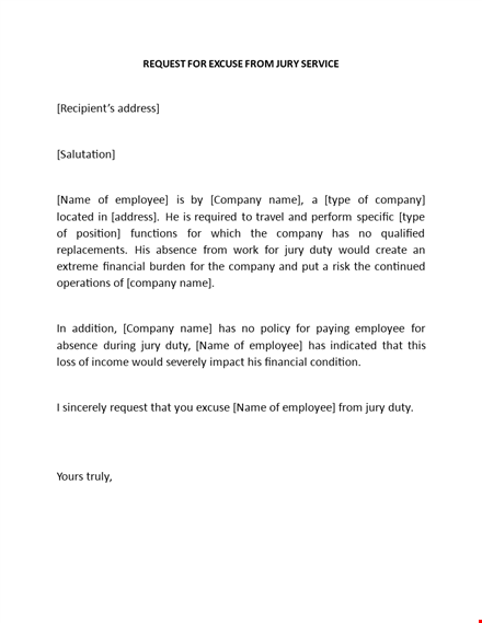 company employee jury duty excuse letter template - free download template