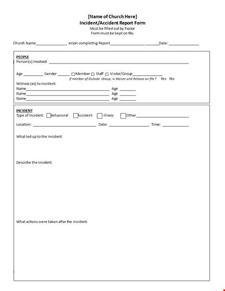 download incident report template - report an injury or incident personally template