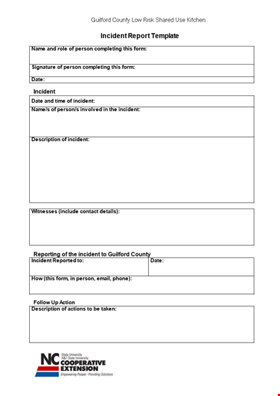 download our incident report template - keep track of any incident template