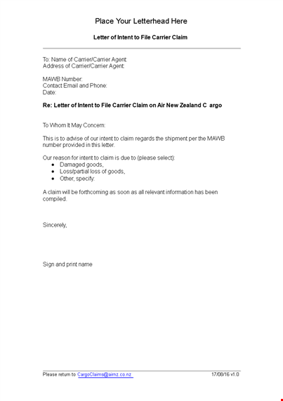 claim letter: how to write an effective claim letter to your carrier template