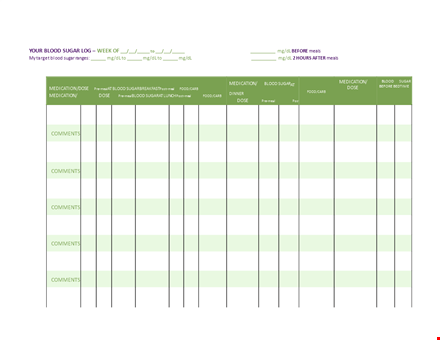 diabetes blood sugar log template