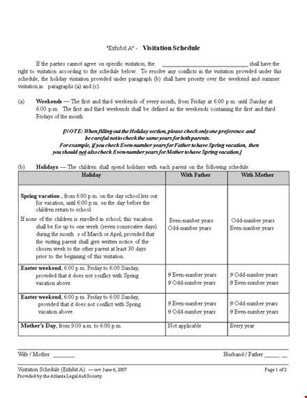 holiday visitation: plan a memorable vacation with years of visitation template