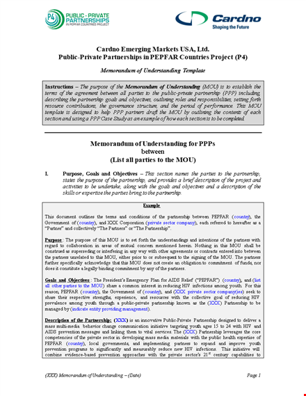 partnership activities with private partners | memorandum of understanding template template