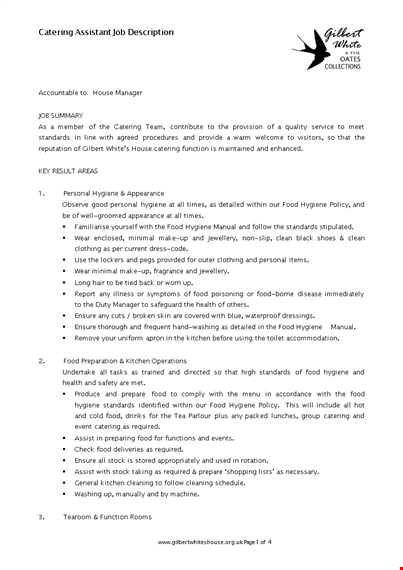 catering assistant job description template