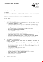 Catering Assistant Job Description