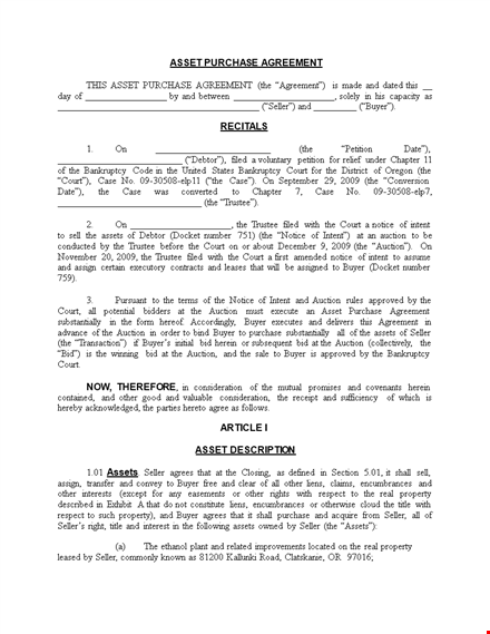 purchase agreement template: simplify buying or selling assets template