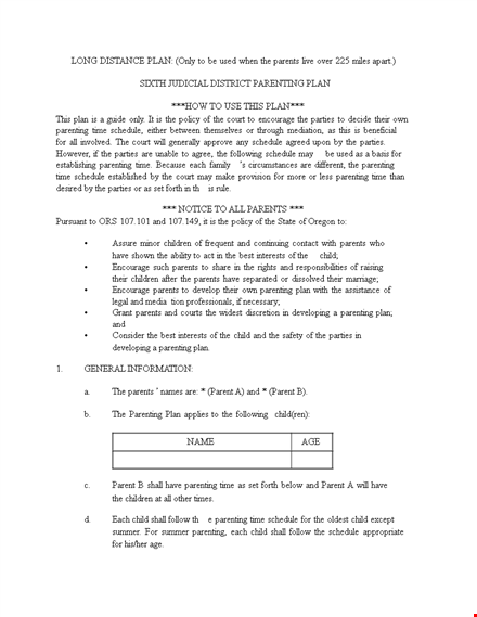 create a comprehensive parenting plan for your child - parenting plan template template
