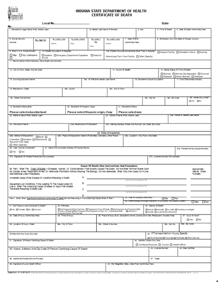 death certificate template template