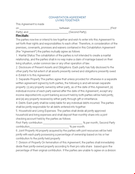 create a strong legal foundation with a cohabitation agreement template template