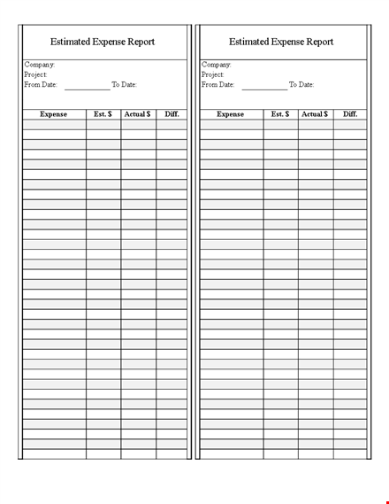 company expense report template - easily track estimated expenses template