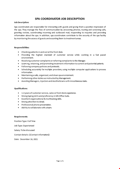 salon manager job description template