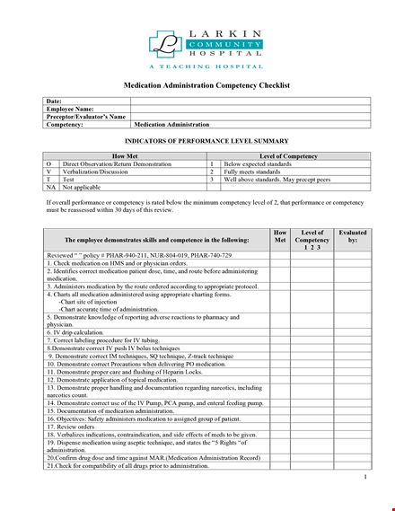 demonstrate medication competency with our administration checklist template