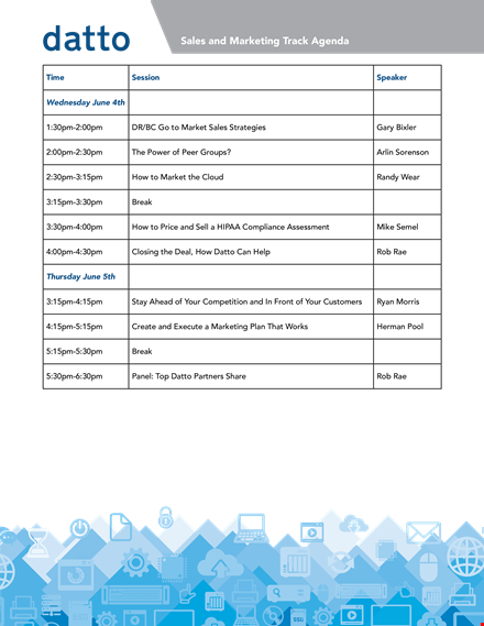 sales and marketing agenda | boost your market presence | datto template