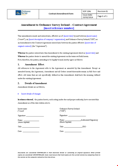 contract amendment agreement - insert new terms for parties | amendment template