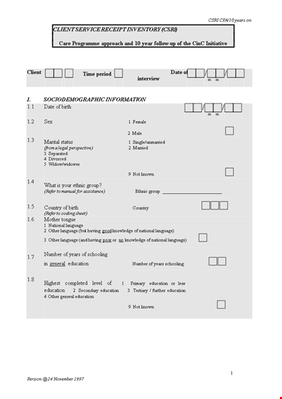 standard client service template template