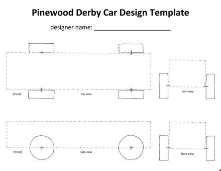 pinewood derby templates - create winning cars | front view template