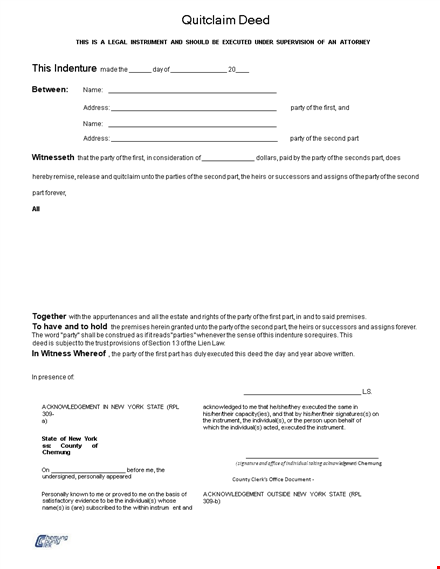 quit claim deed template - create and execute your deed instantly template
