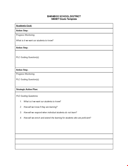 create smart goals with our template - guiding students to action template
