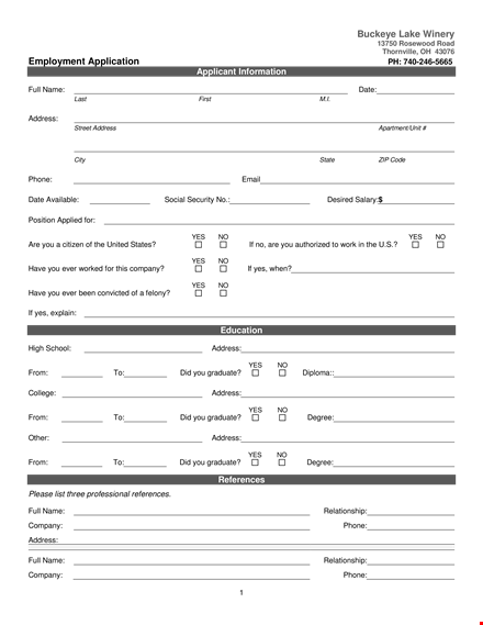 company employment application template - streamline the hiring process template