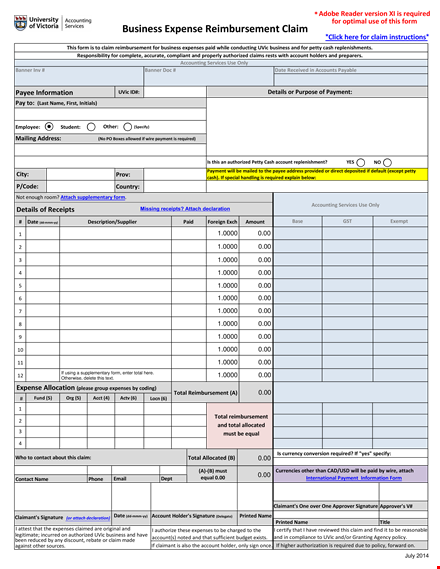 claim reimbursement form - total your expenses in minutes template