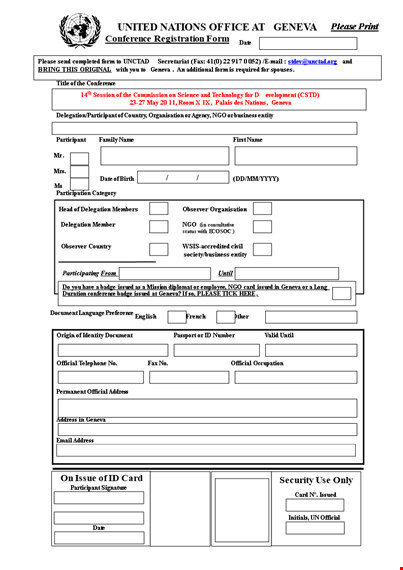 printable conference registration form template word template