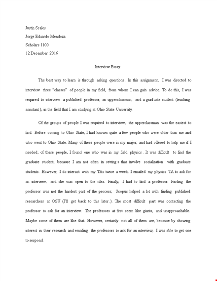 example interview essay template
