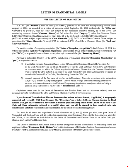 share election letter of transmittal template - easily submit remaining shares template