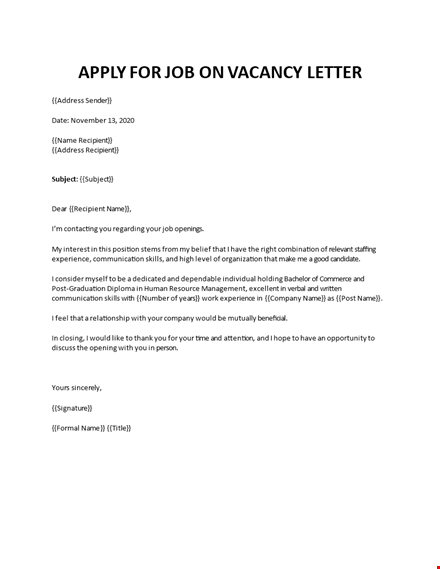 application letter for job template