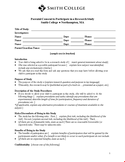 parental consent form template for study, research & child - explaining the process template