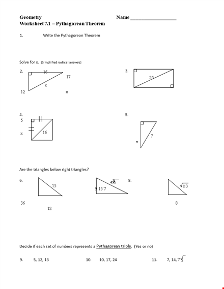 pythagorean theorem template - get accurate answers easily! template