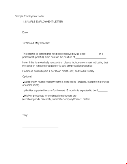 sample proof of employment letter - confirm your employment and position template
