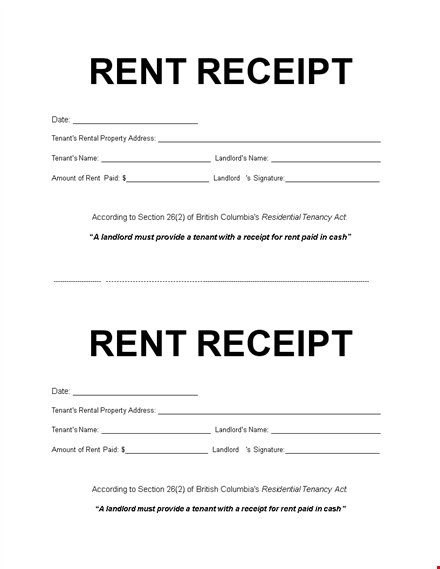 rent receipt for tenants and landlords template