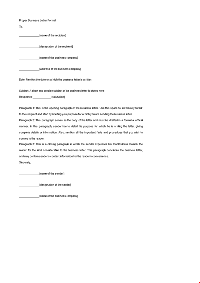 proper business letter format template