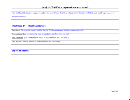 easy-to-use test case template for efficient test management template