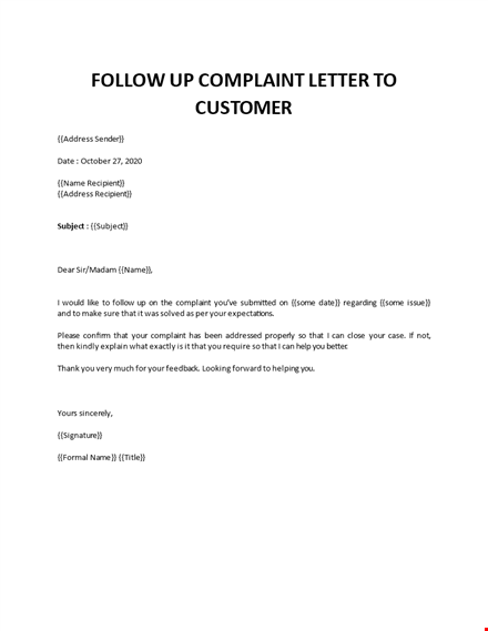 response to customer complaint letter template
