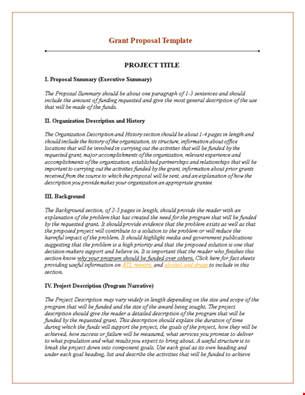 project grant proposal template - description and guidelines for funded projects template