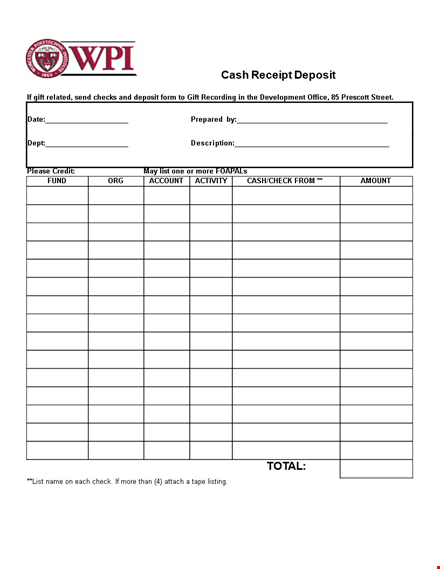 cash deposit template
