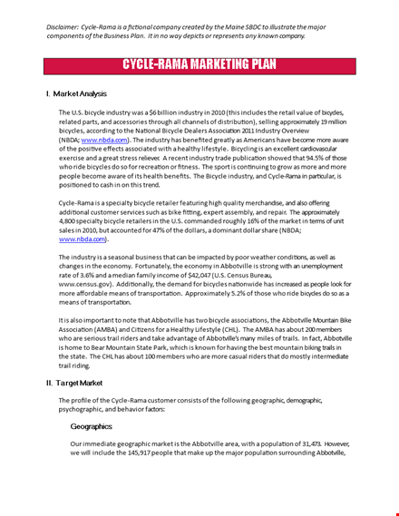 sample market analysis and marketing plan template