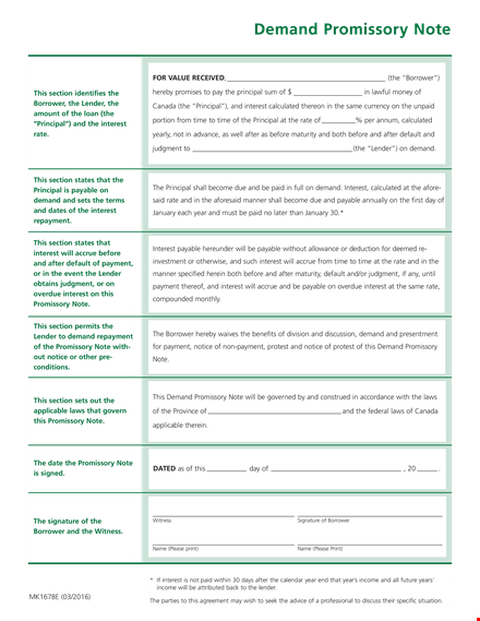 download promissory note template with interest | printable | free template