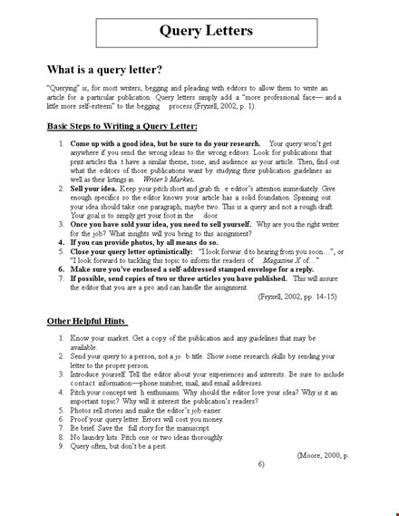official query letter template template