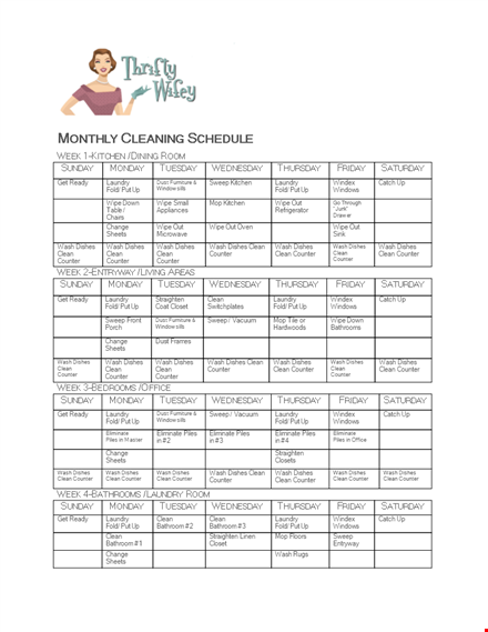 monthly cleaning - efficient clean, sparkling dishes, and tidy counters template