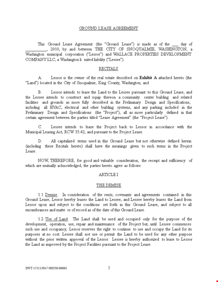 ground land rental lease agreement template template