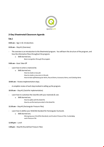 classroom dayagenda example template