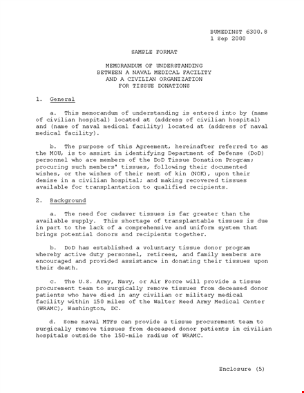 optimized memorandum of understanding template for procurement, patient & donor services template