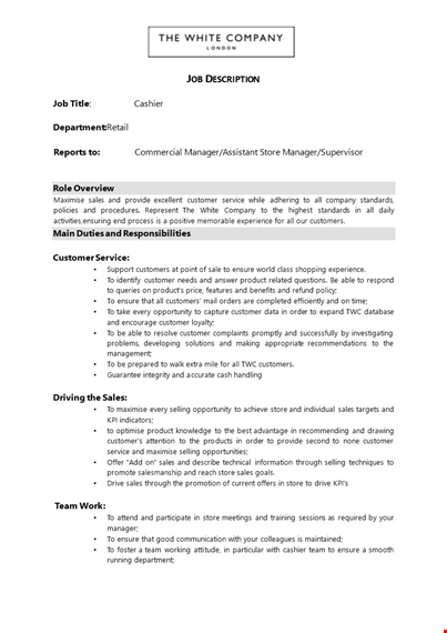 cashier retail job vacancy template