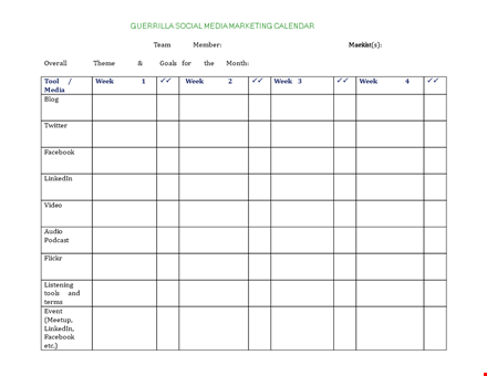 create an effective social media activity calendar template for linkedin and facebook template