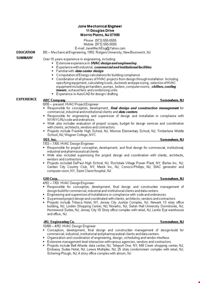 mechanical engineer resume template