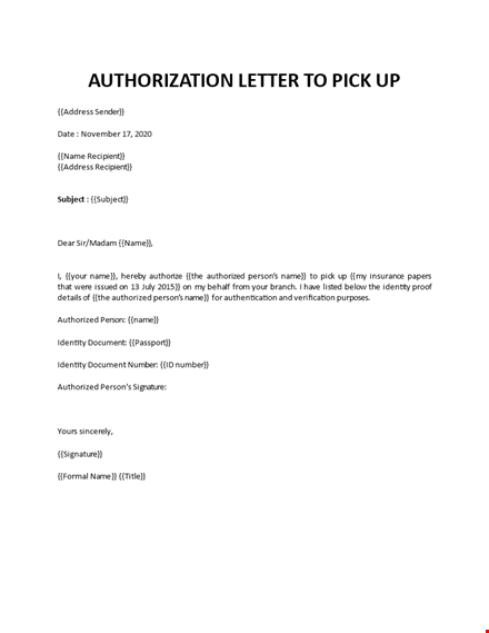 authorization letter template template