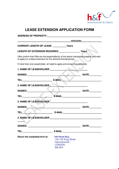 lease extension application form sample | council | lease extension | 10+ years template