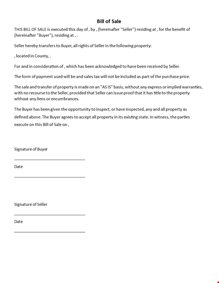 printable furniture bill of sale template